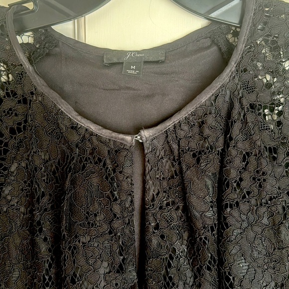 J.Crew French Lace Top/Blouse. Hook/eye front. Shortsleeved. Lined. M. Black - Picture 3 of 5